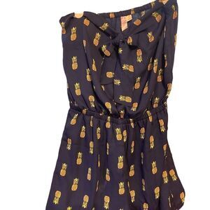 ALYA STRAPLESS NAVY BLUE JUMPER WITH PINEAPPLES / SZ: M